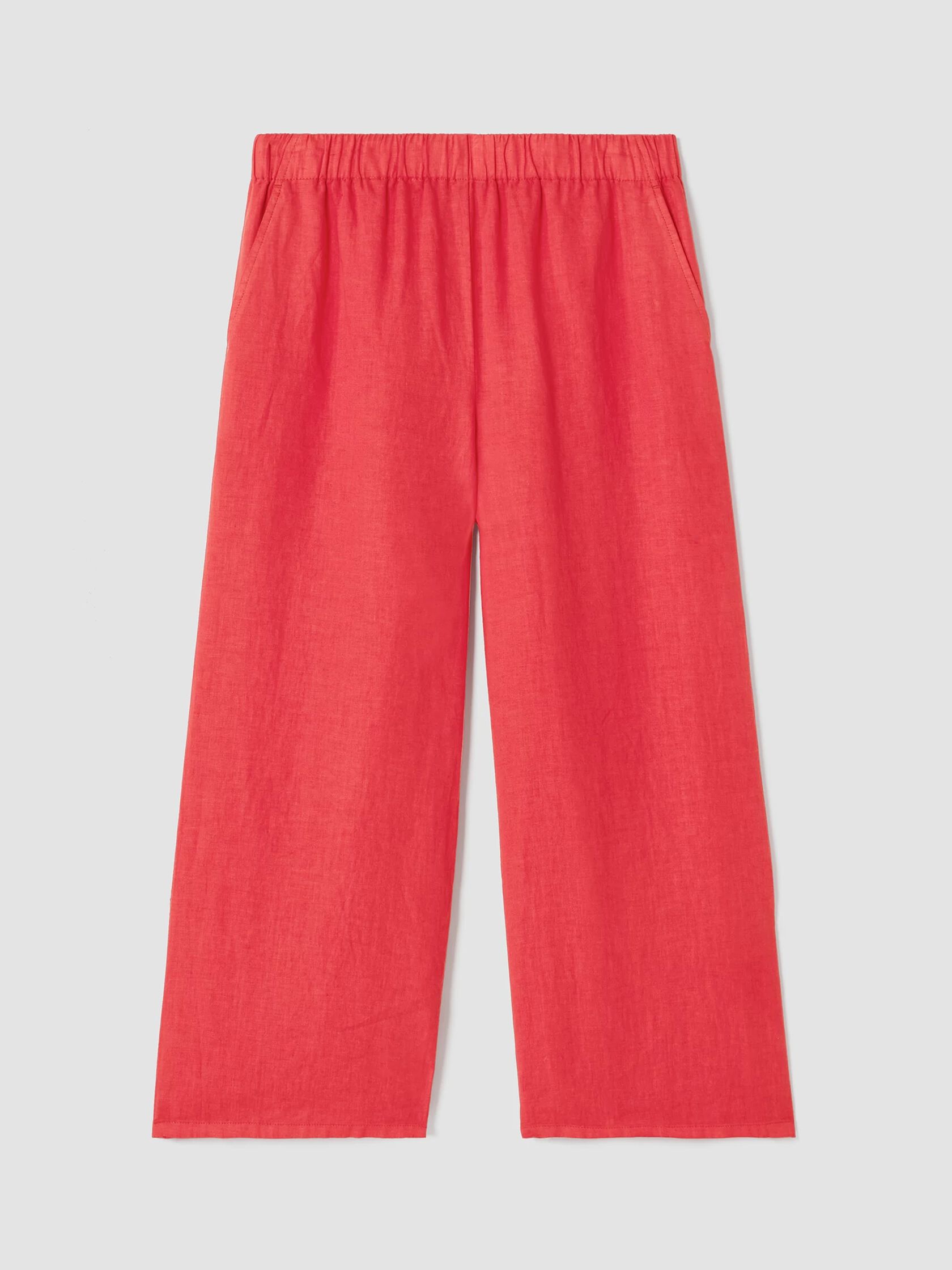 Garment-Dyed Organic Linen Wide-Leg Pant