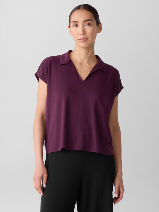 Fine Jersey Split Neck Top