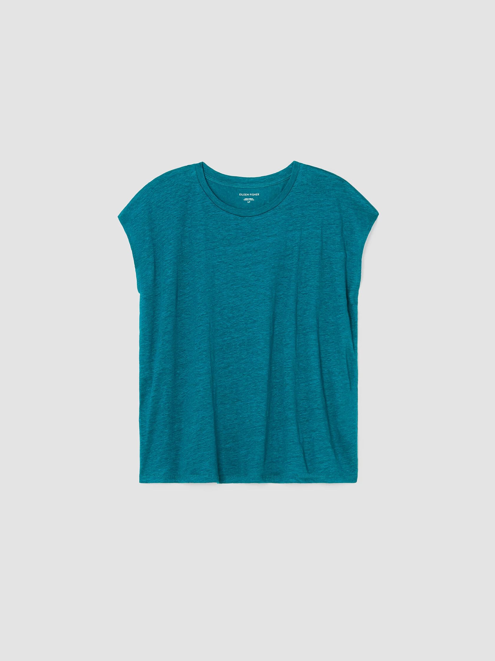 Organic Linen Jersey Shirred-Back Top
