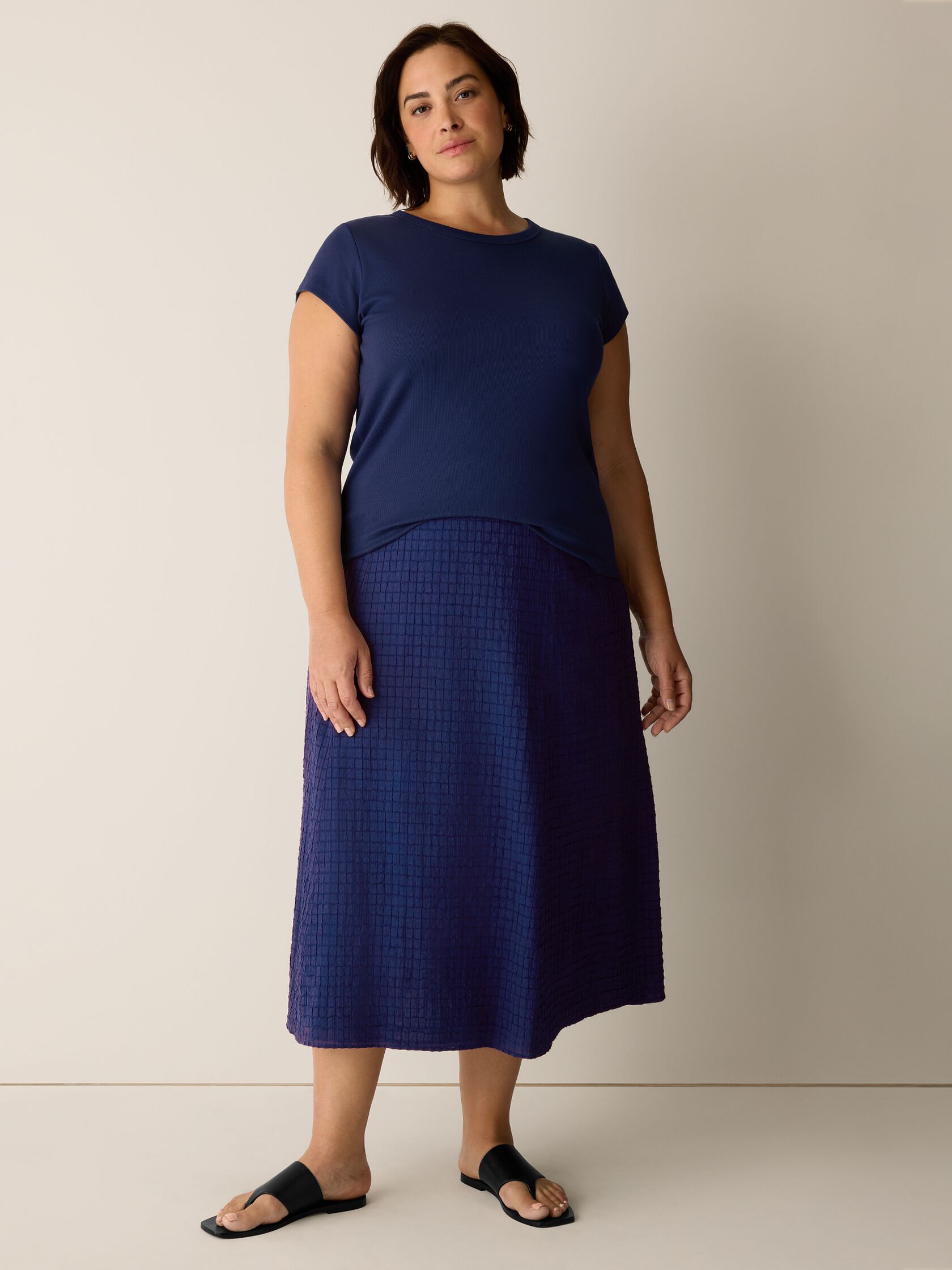 Organic Cotton Stretch Rib Crew Neck Tee