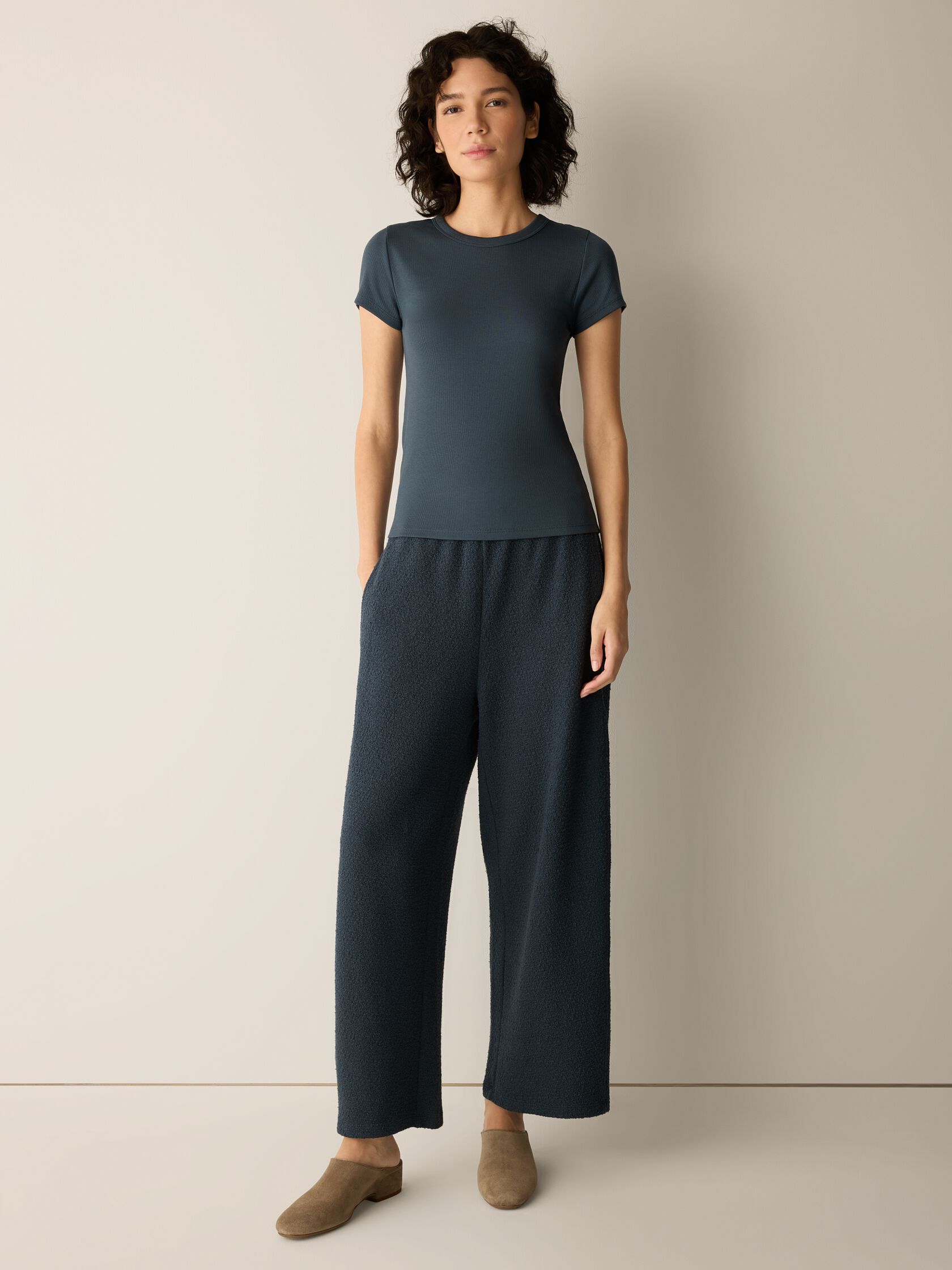 Organic Cotton Stretch Rib Crew Neck Tee