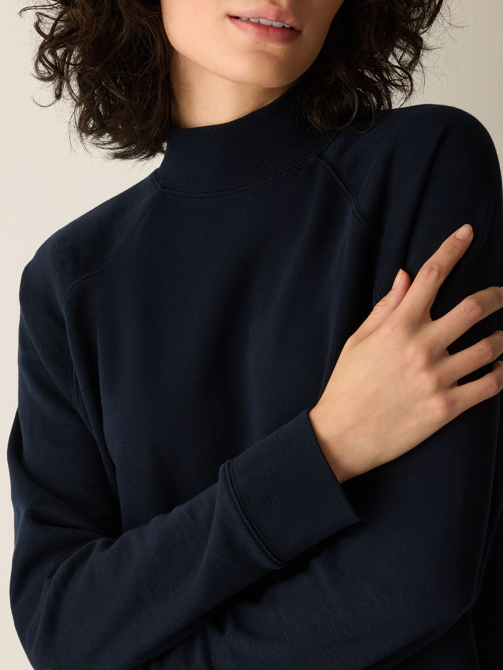 Garment-Dyed Organic Cotton Terry High Neck Top