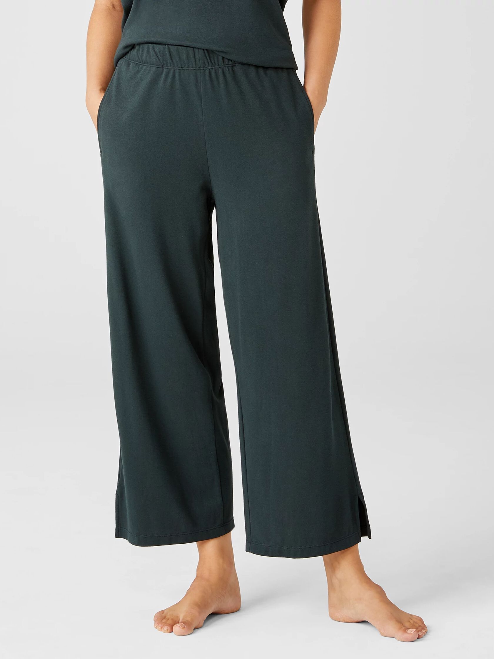 Cozy Organic Cotton Interlock Wide-Leg Pant