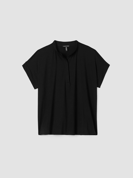 Fine Jersey Band Collar Top