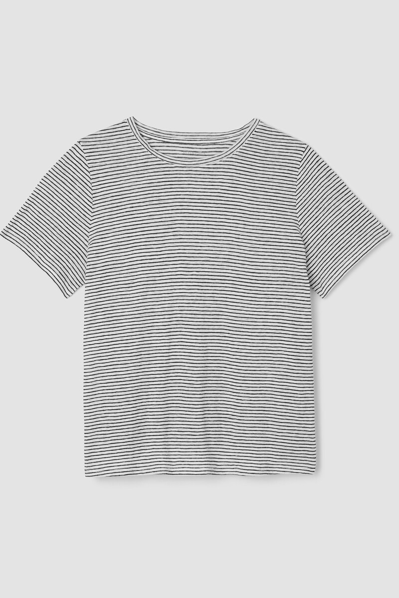 Striped Organic Linen Jersey Crew Neck Tee Striped Organic Linen Jersey Crew Neck Tee
