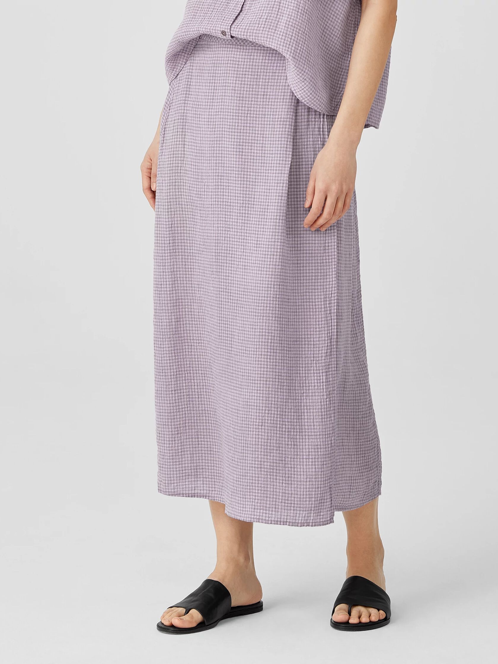 Puckered Organic Linen Wrap Skirt