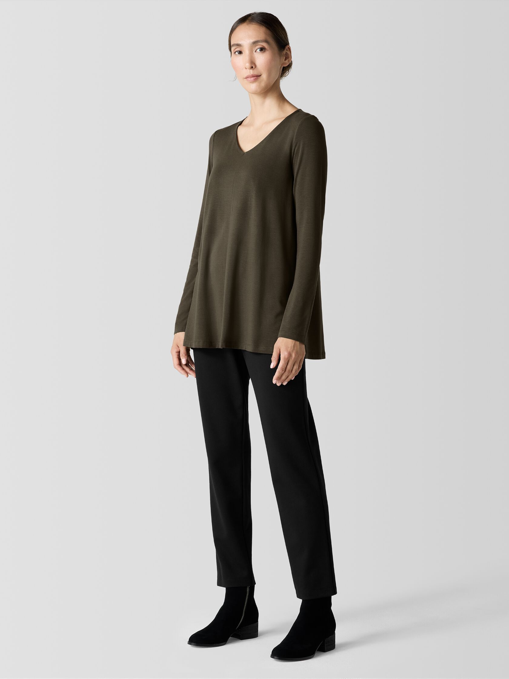 Fine Jersey V-Neck Long Top
