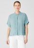 Puckered Organic Linen Short-Sleeve Shirt