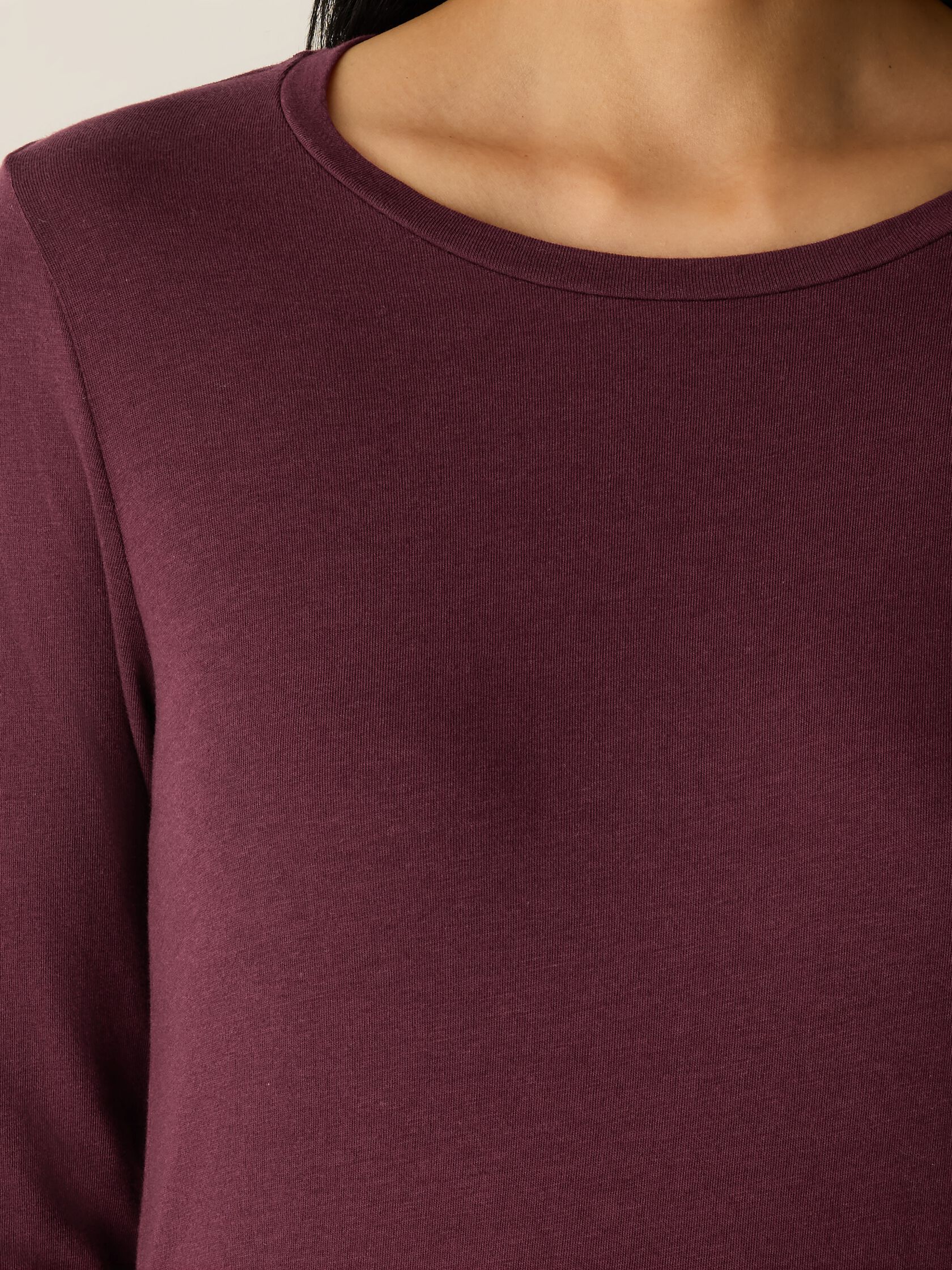 Sheer Cotton Blend Knit Round Neck Tee