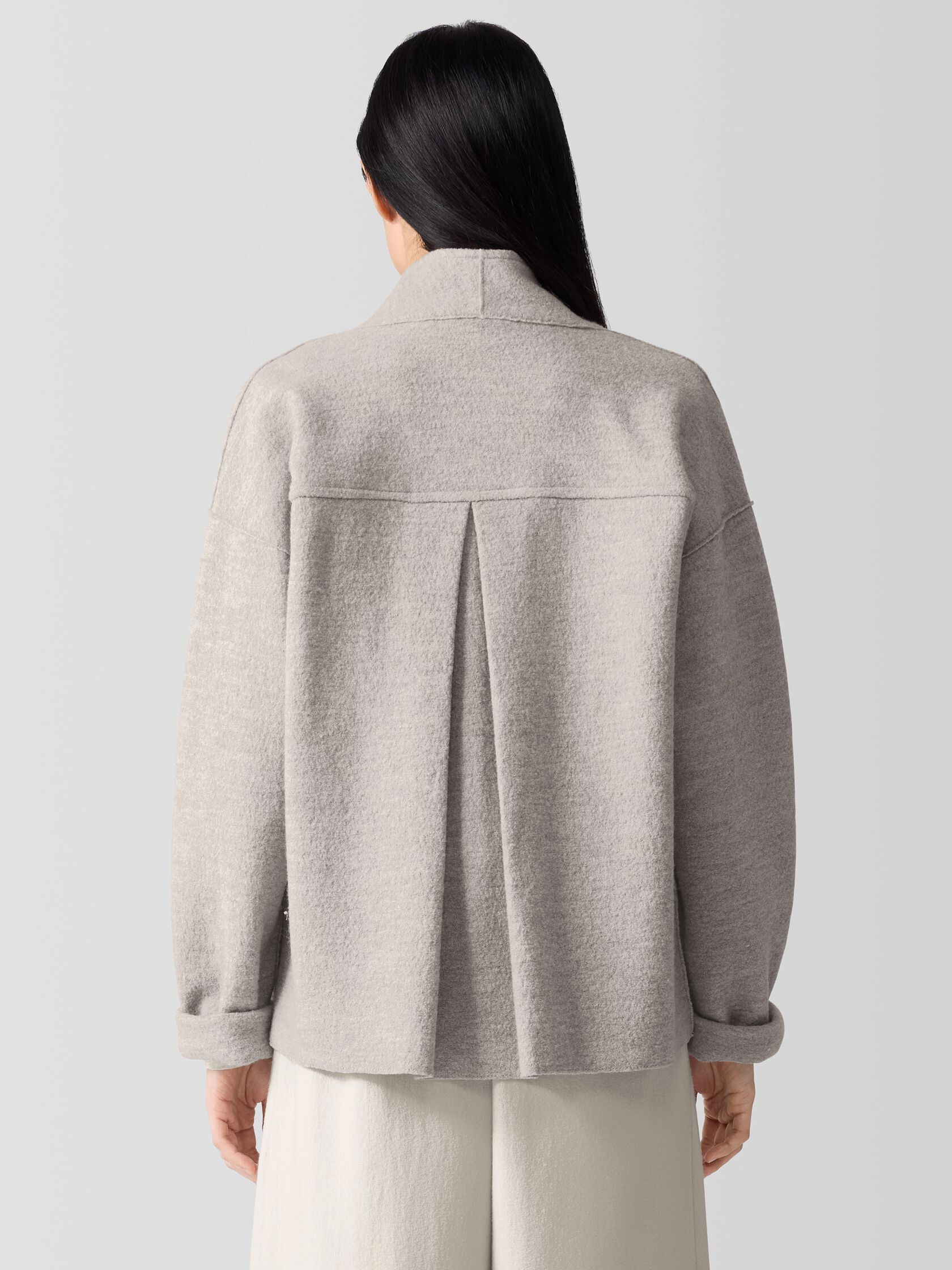 Lightweight Boiled Wool High Collar Jacket in Regenerative Wool