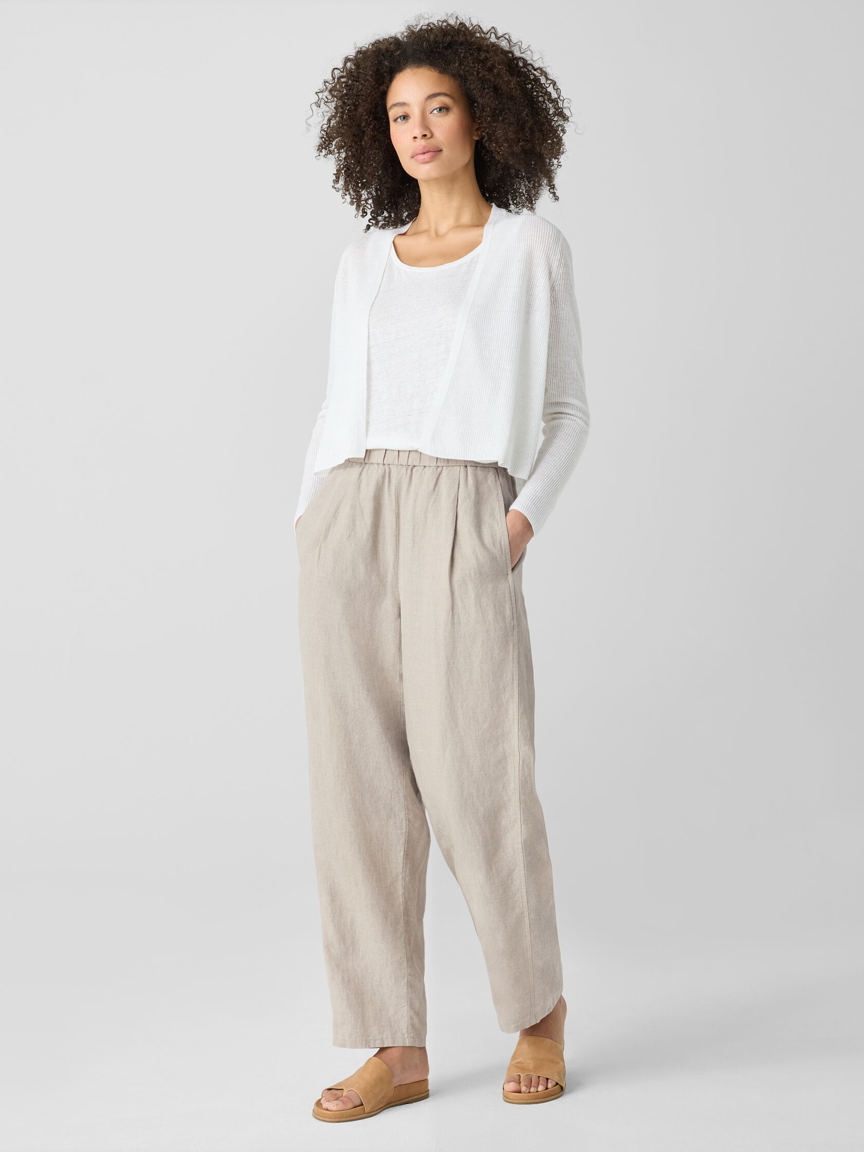 Organic Linen Cotton Cropped Cardigan