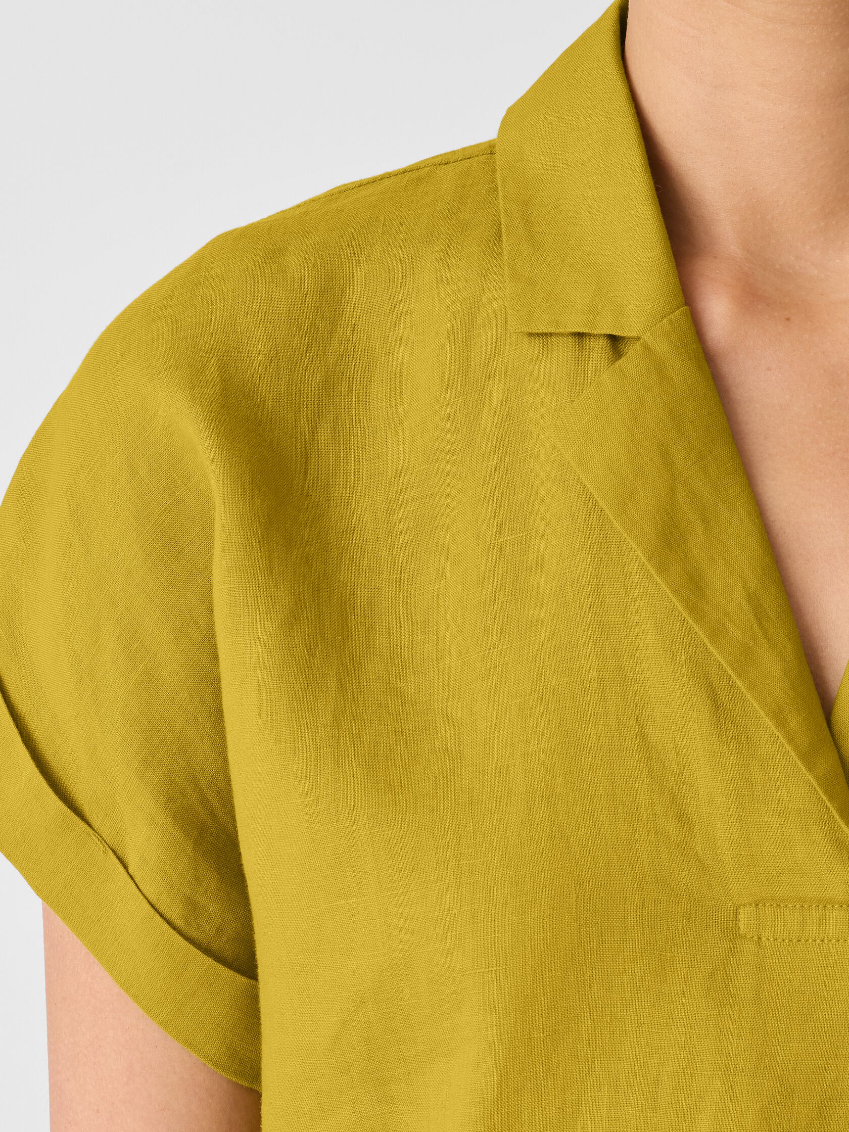 Organic Handkerchief Linen Notch Collar Top