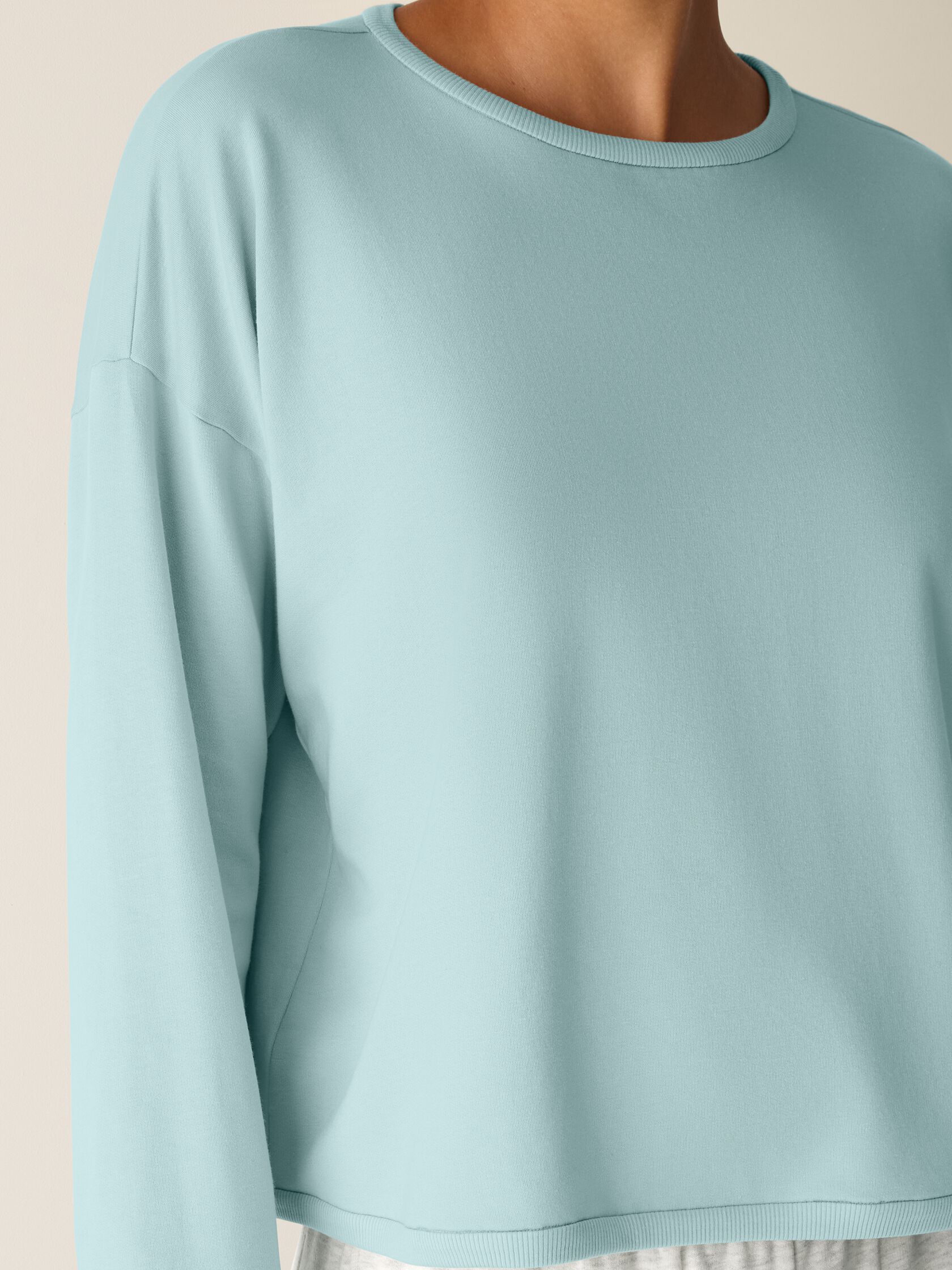 Cozy Brushed Terry Hug Round Neck Box-Top