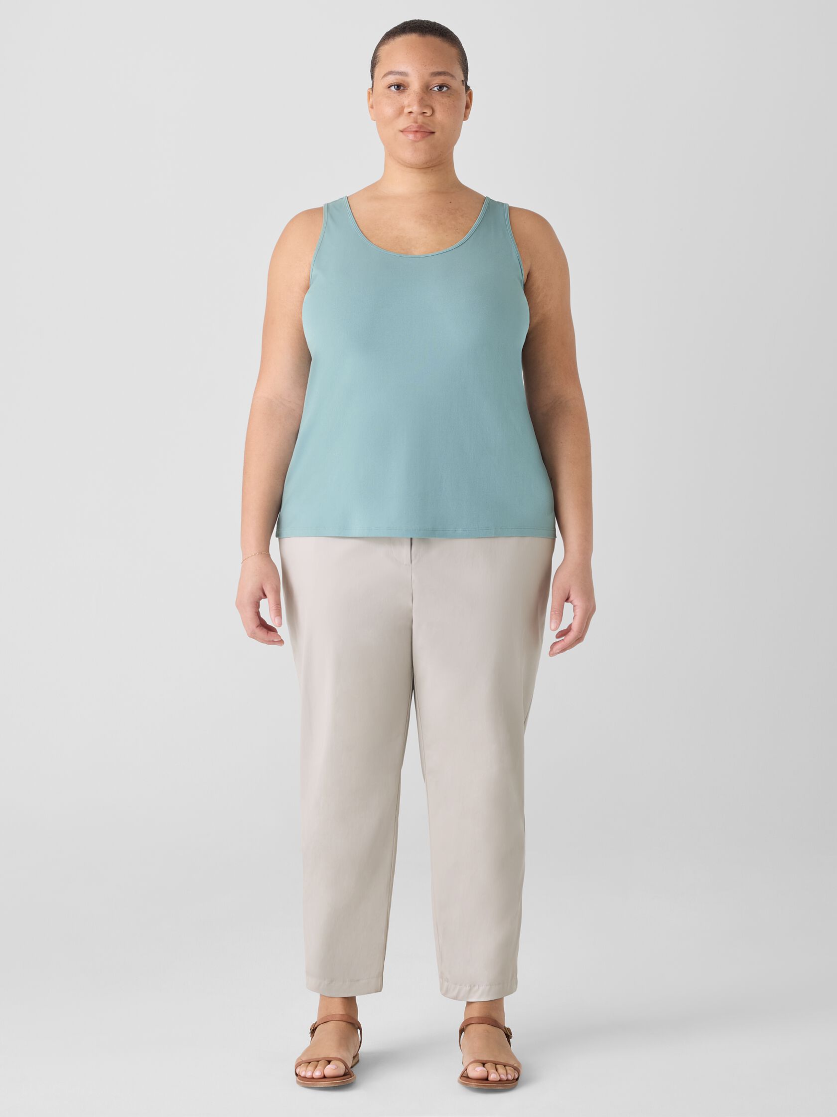Stretch Silk Jersey Scoop Neck Tank