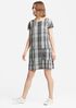 Organic Linen Cotton Plaid V-Back Dress