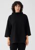 Lightweight Boiled Wool Funnel Neck Top in Regenerative Wool