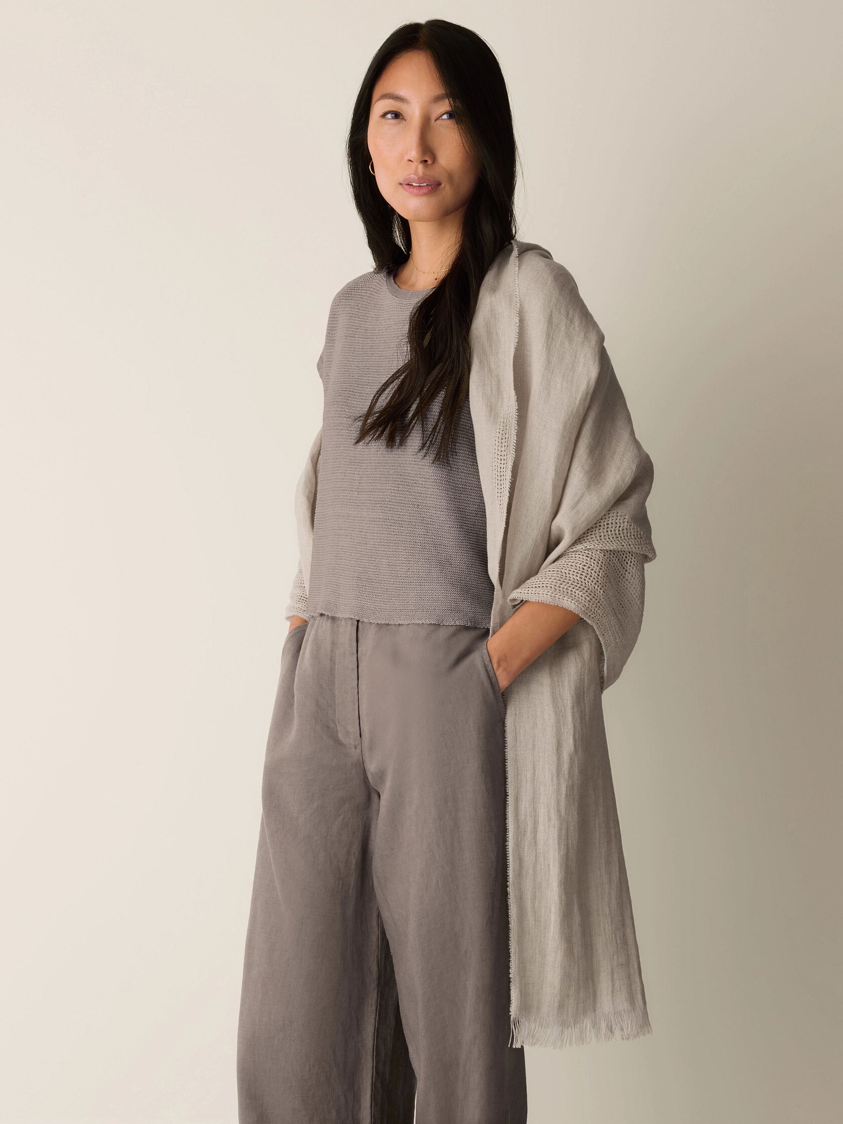 Organic Linen Circles Scarf