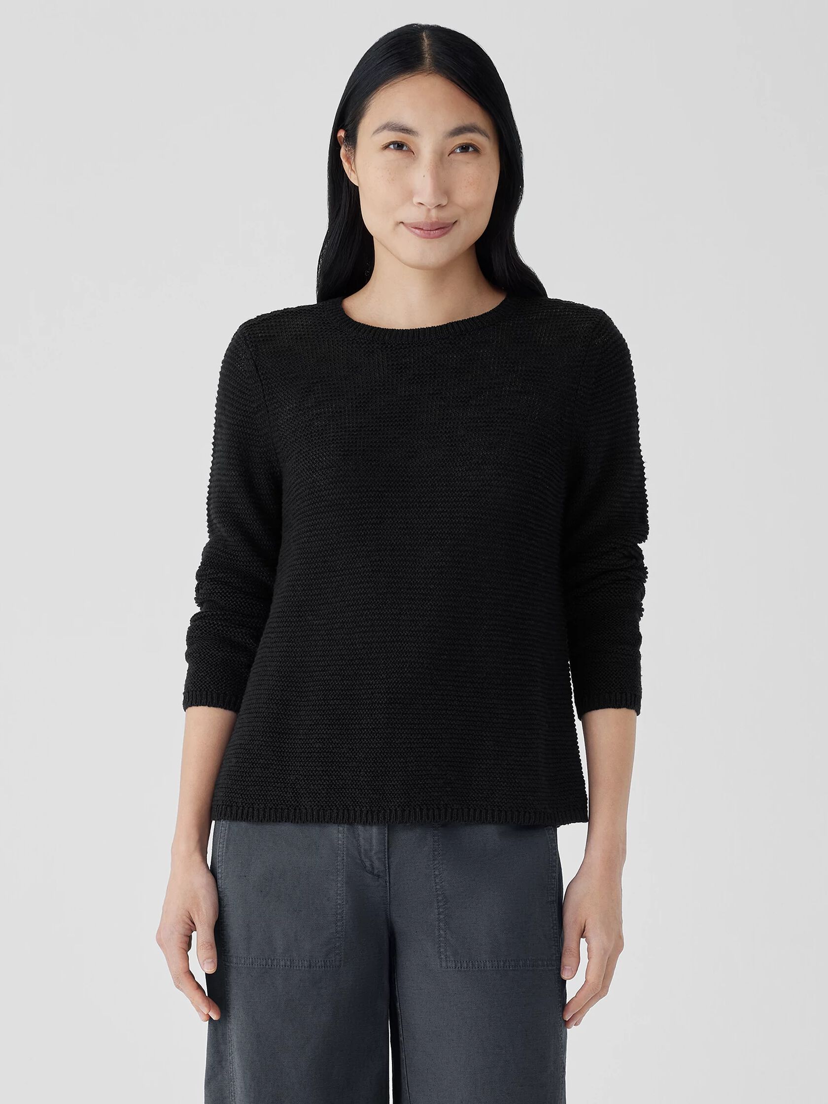 Organic Linen Cotton Slub Crew Neck Top