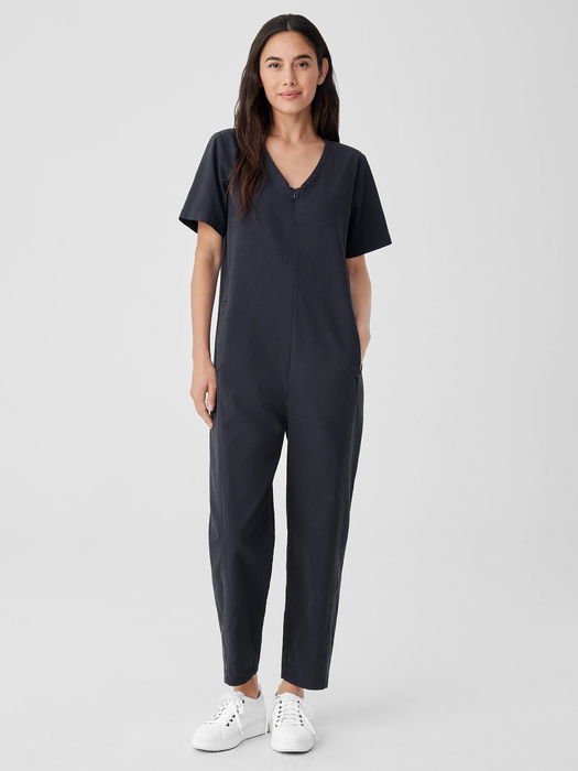 Cotton Hemp Stretch Lantern Jumpsuit