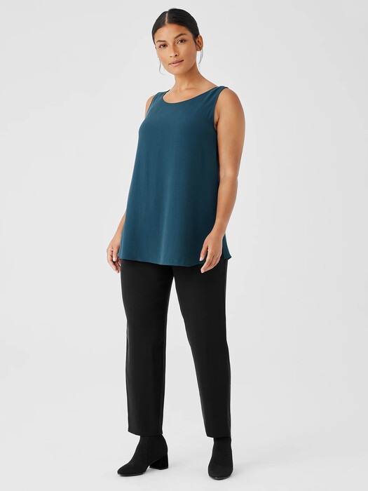 Silk Georgette Crepe Ballet Neck Long Tank