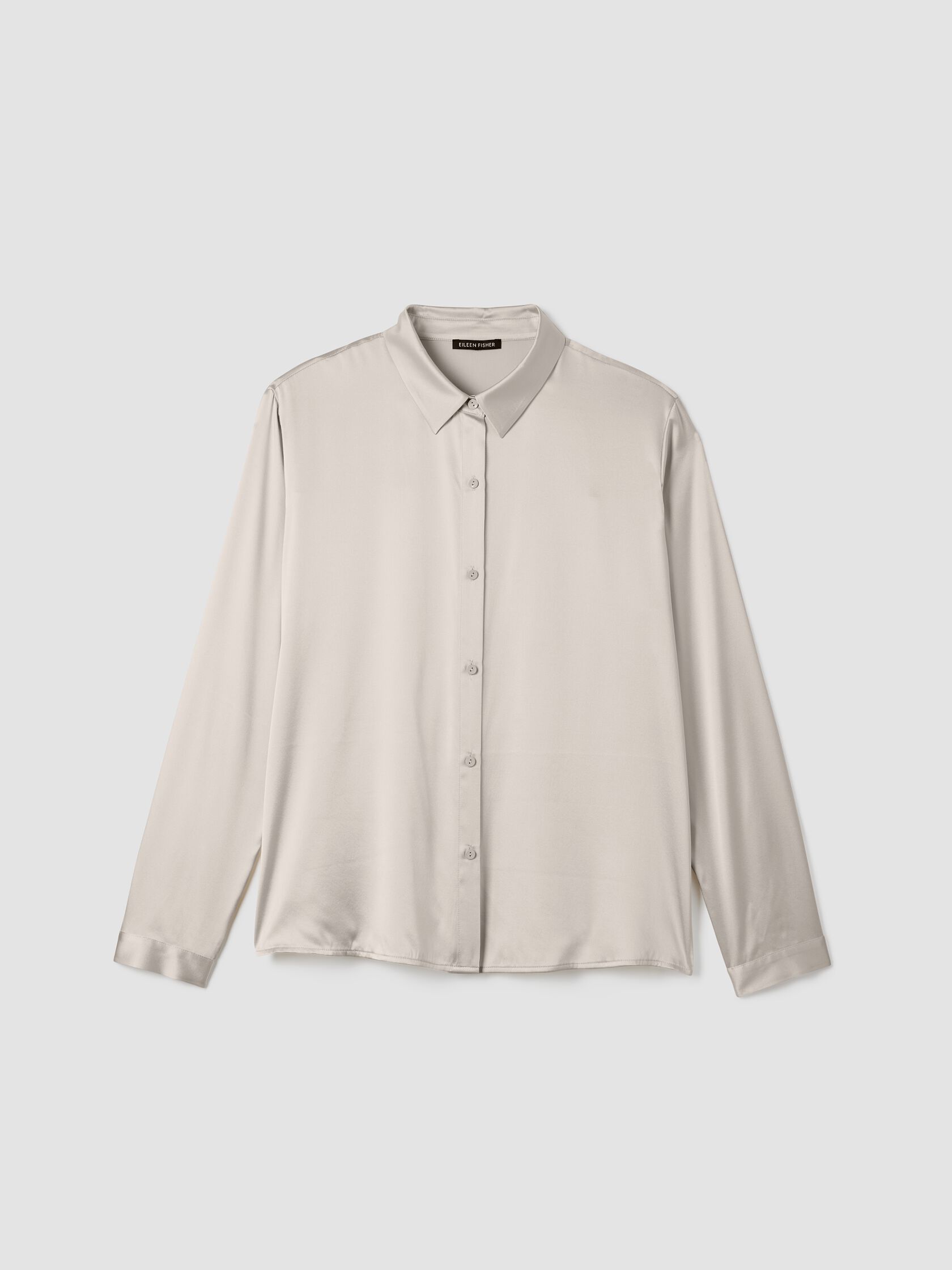 Stretch Silk Charmeuse Classic Collar Shirt