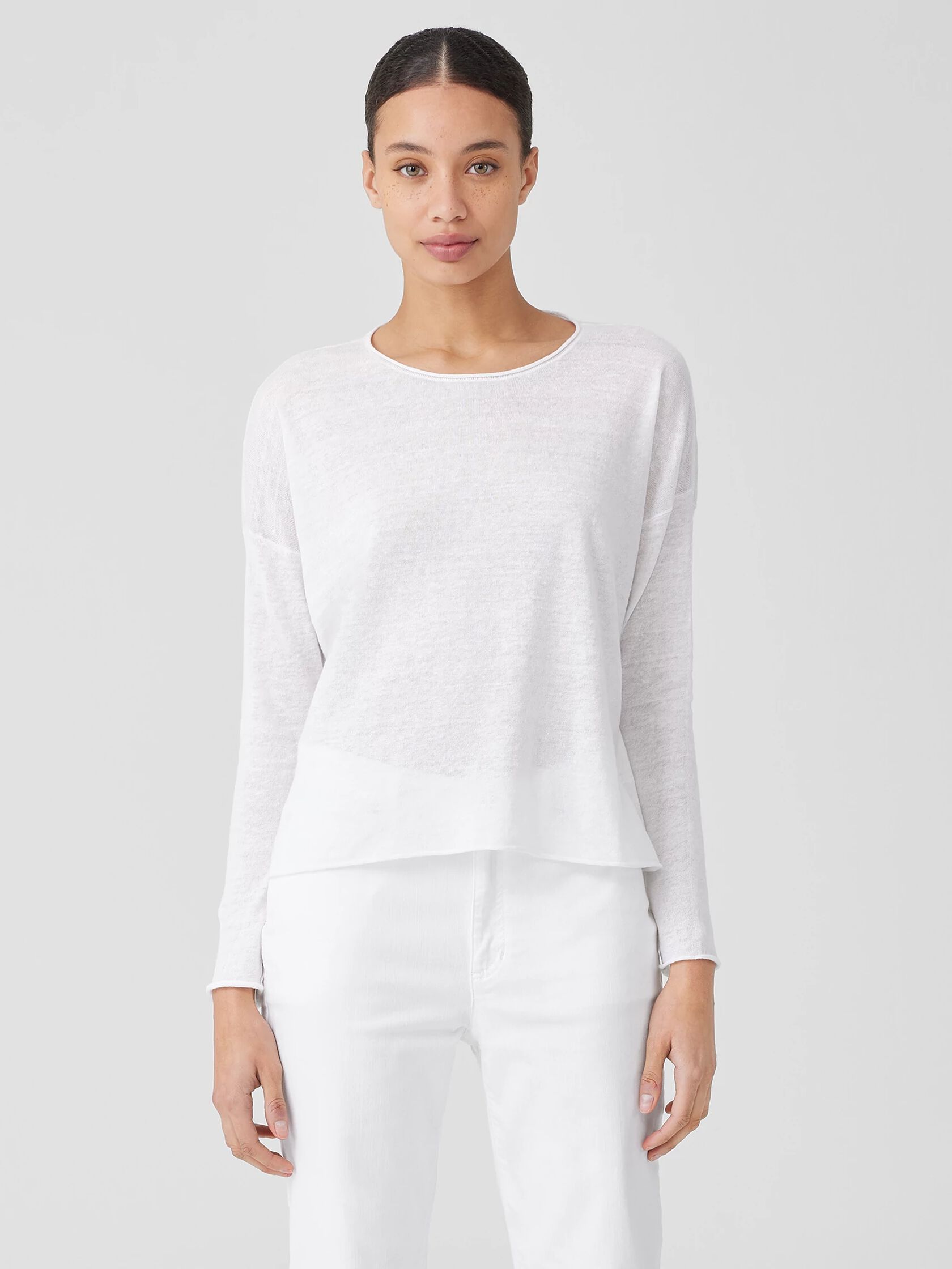 Organic Linen Cotton Jersey Crew Neck Top