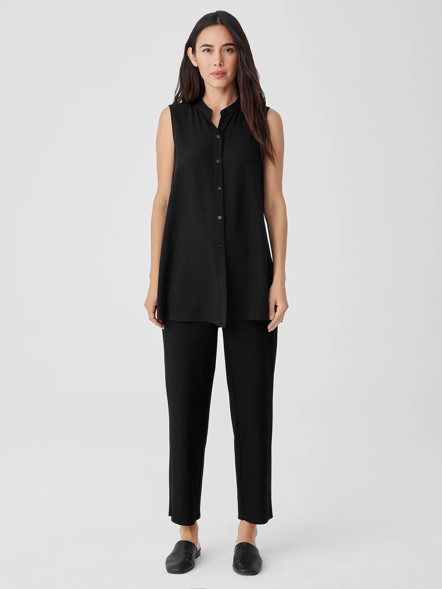 Washable Stretch Crepe Straight Pant