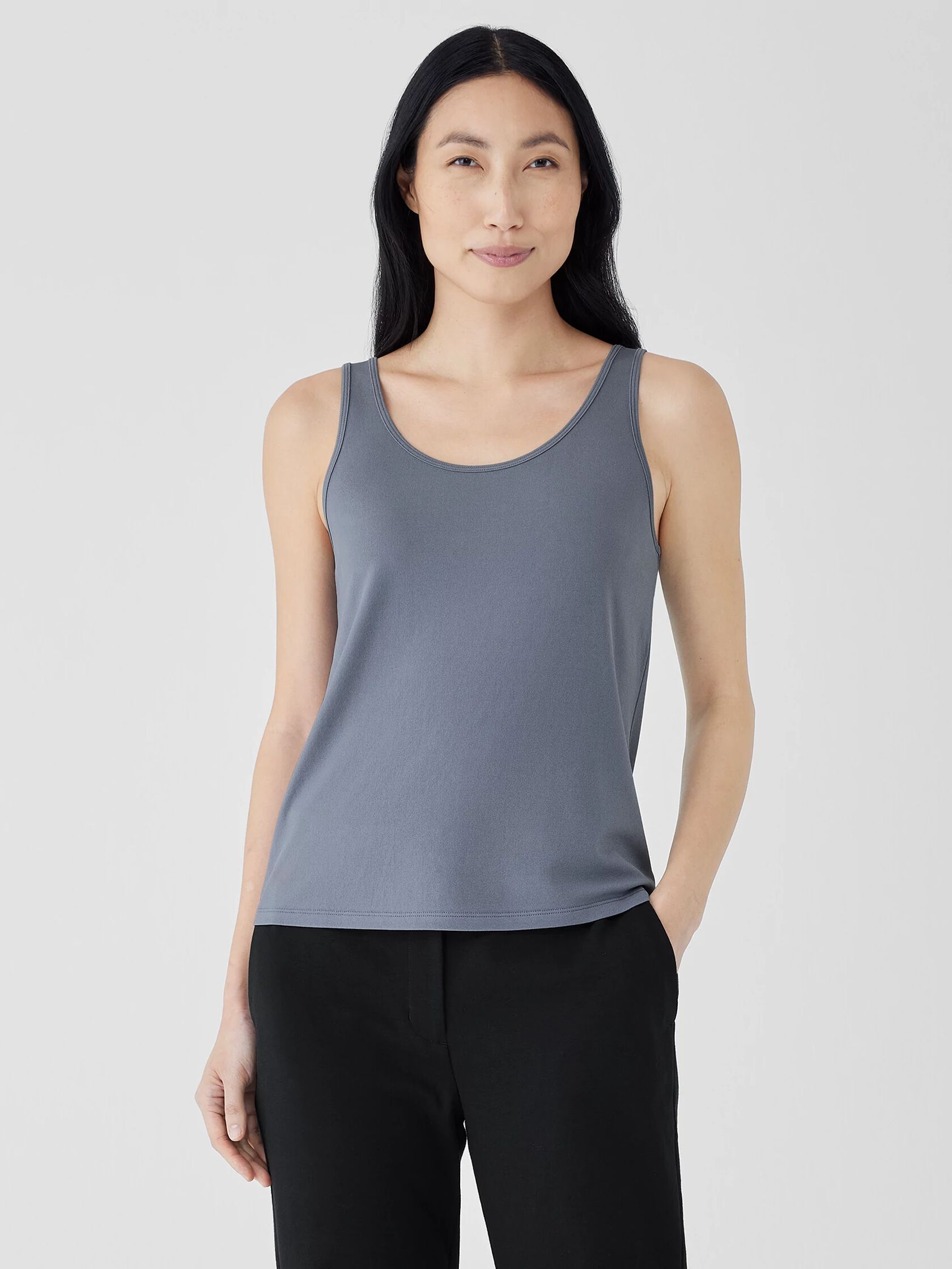 Stretch Silk Jersey Scoop Neck Tank