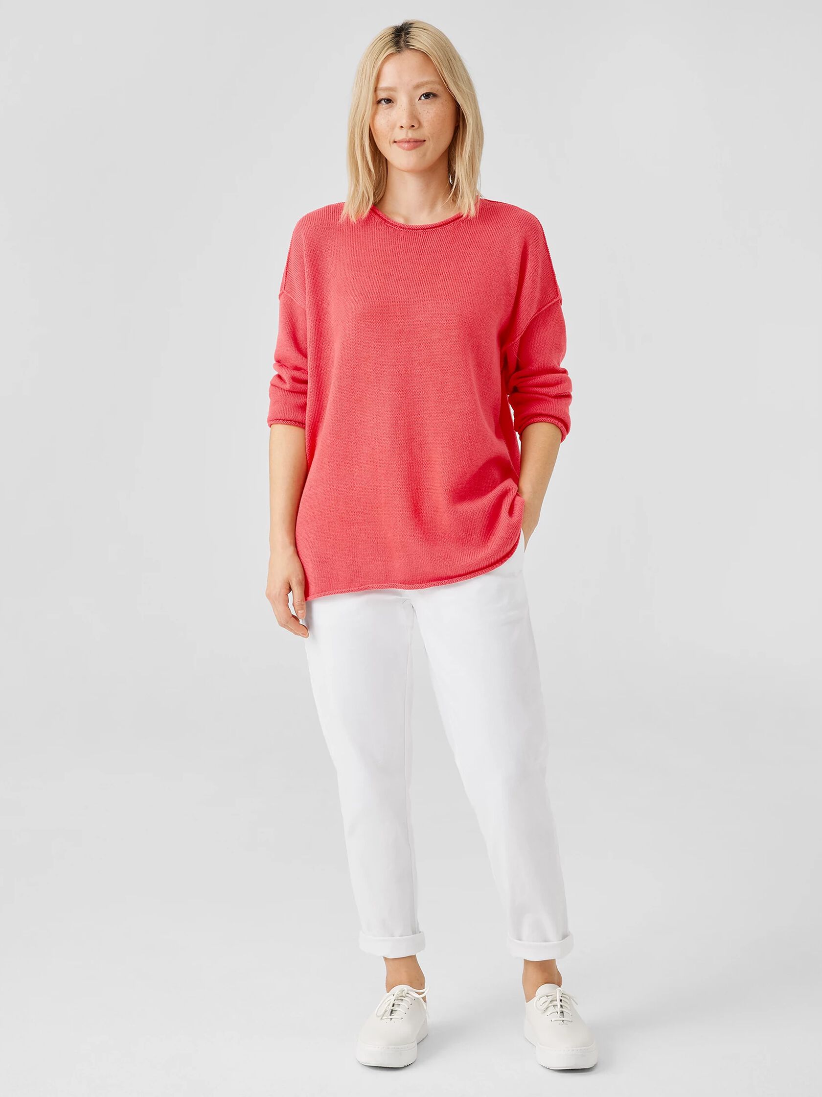 Peruvian Cotton Blend Crew Neck Top