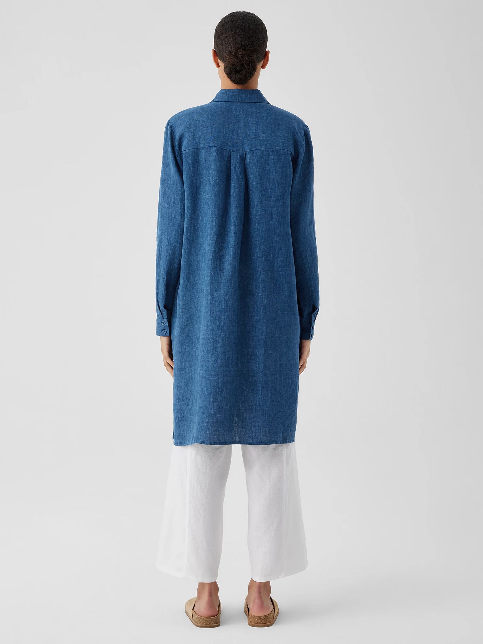 Washed Organic Linen Delave Shirtdress