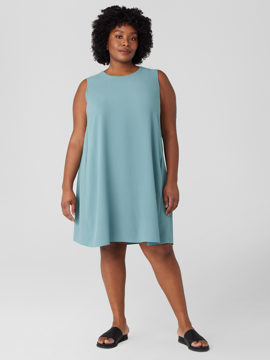 Silk Georgette Crepe Round Neck Dress