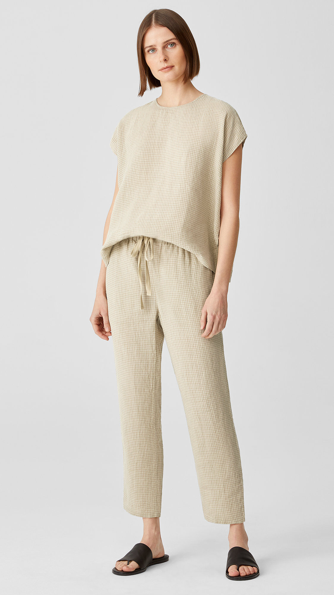 Puckered Organic Linen Tapered Pant | EILEEN FISHER