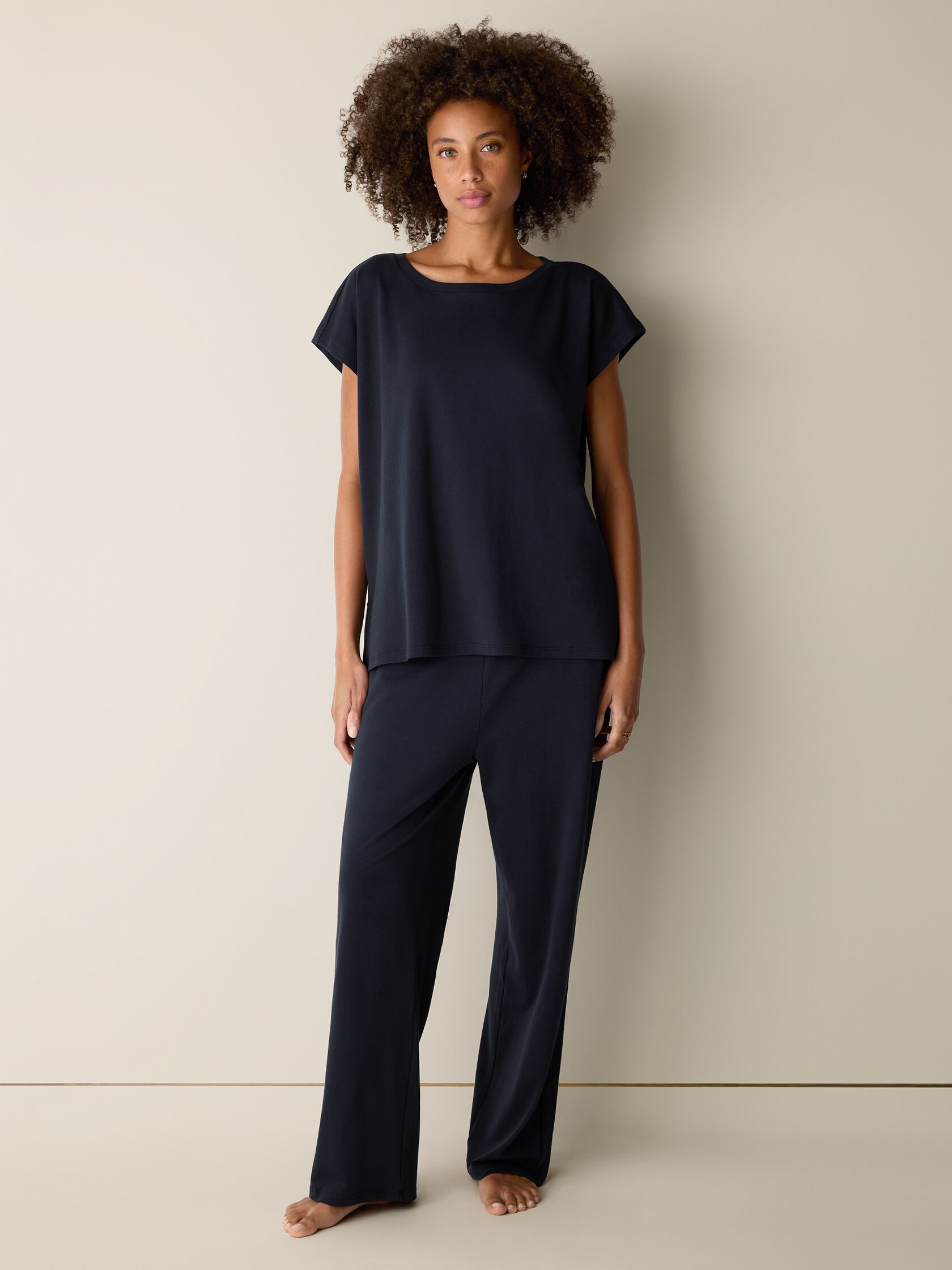 Organic Cotton Interlock Jewel Neck Sleep Tee