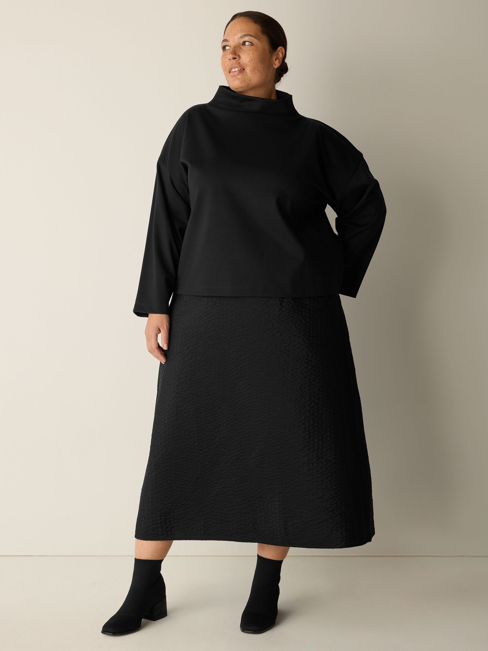 Quilted Silk A-Line Skirt