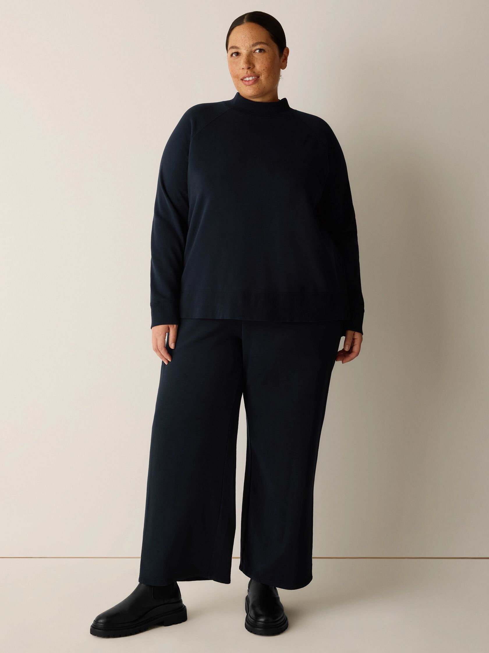 Garment-Dyed Organic Cotton Terry High Neck Top