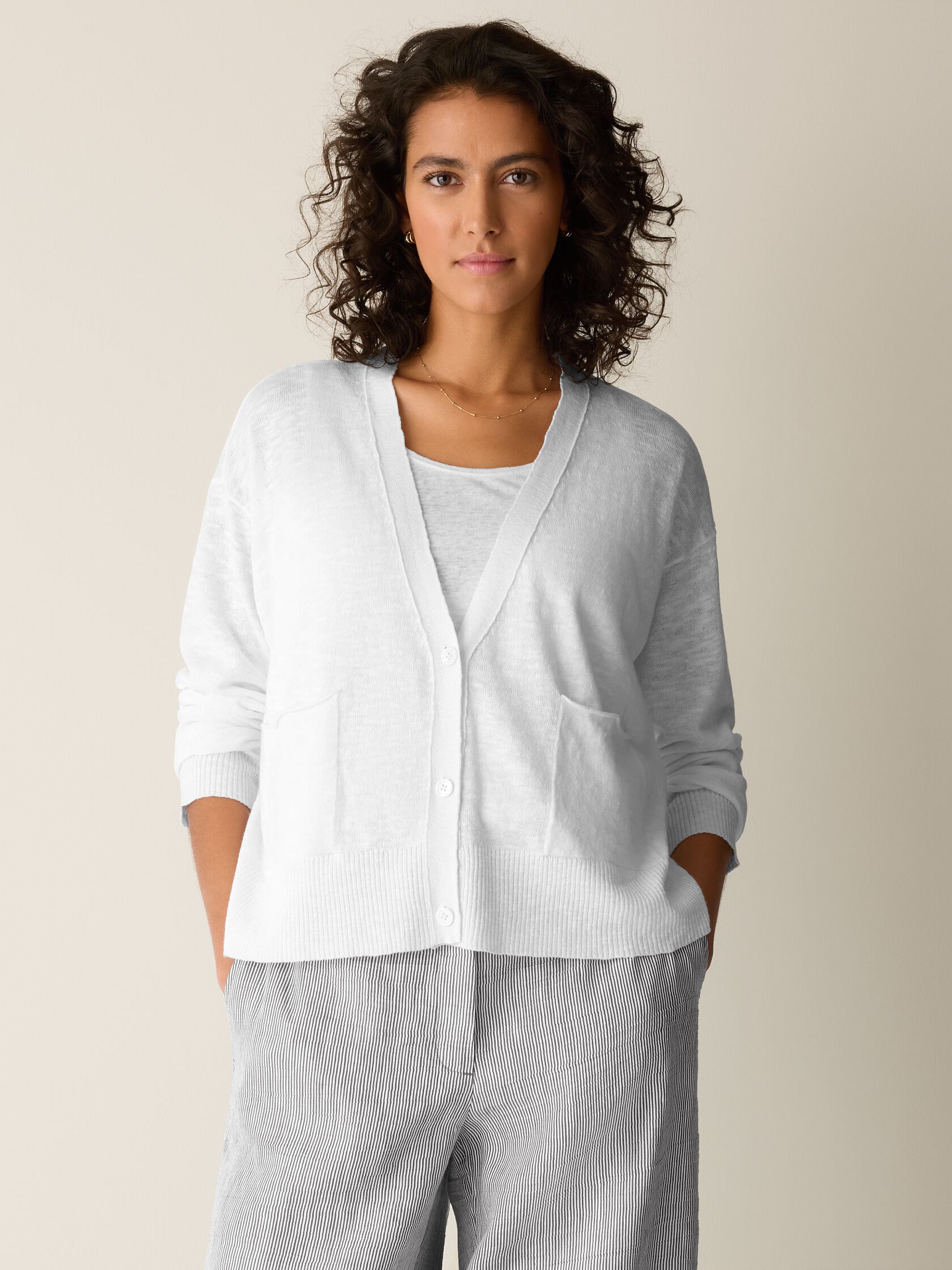 Organic Linen Cotton Slub Slouchy Cardigan