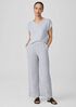 Striped Organic Linen Crinkle Wide-Leg Pant