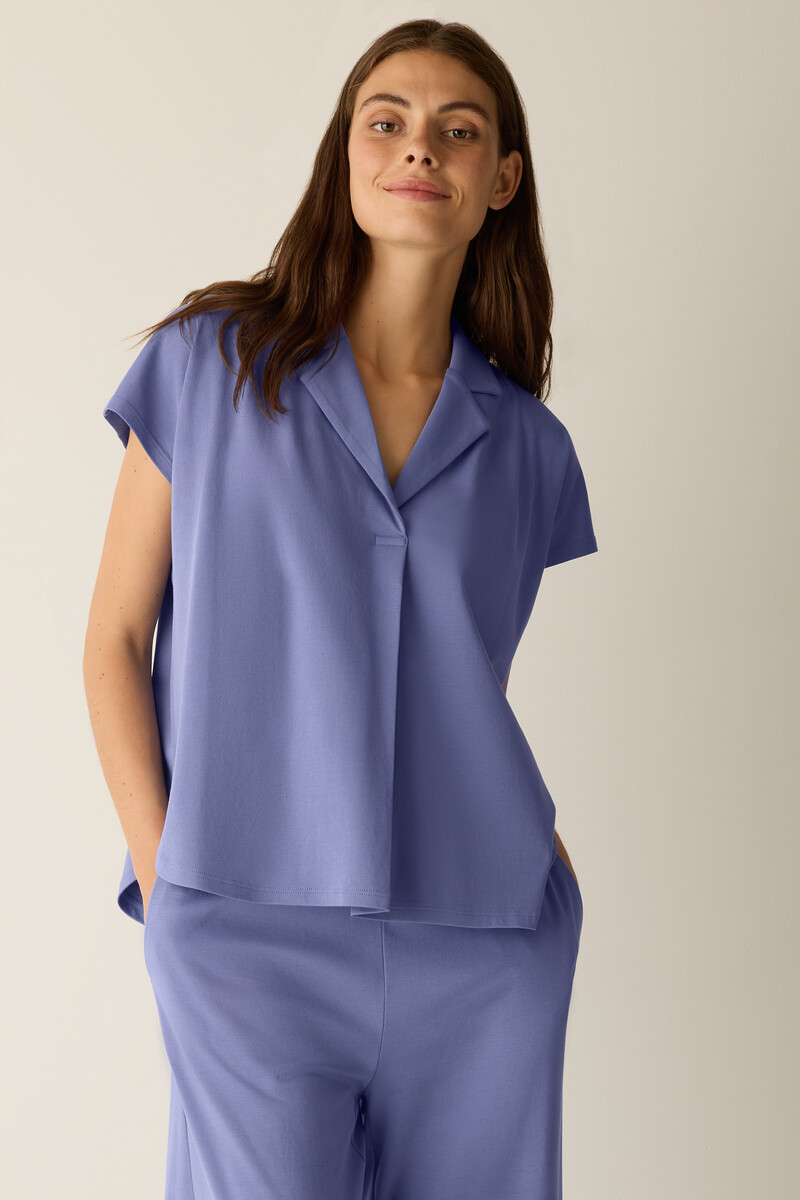Organic Cotton Interlock Notch Collar Sleep Shirt Organic Cotton Interlock Notch Collar Sleep Shirt