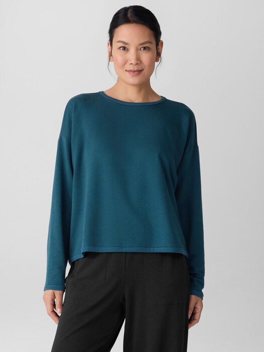 Cozy Brushed Terry Hug Round Neck Box-Top