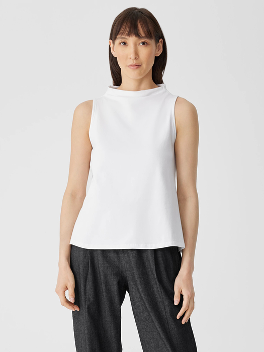 Pima Cotton Stretch Jersey Funnel Neck Tank