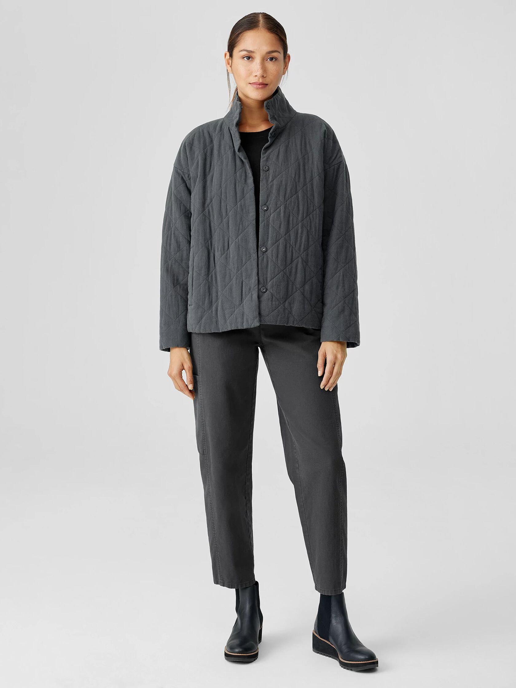 Organic Linen Cotton Crepe Quilted Jacket