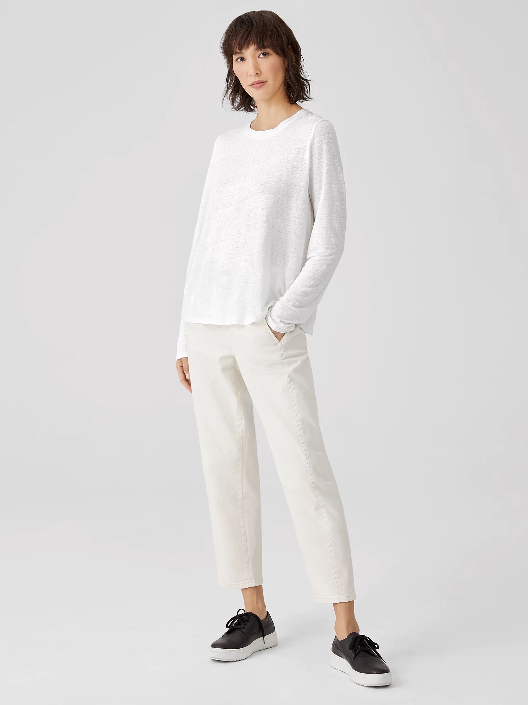 Organic Linen Jersey Crew Neck Top