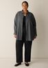 Wool Cotton Check Classic Collar Long Shirt