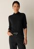 Sheer Cotton Blend Knit Funnel Neck Top