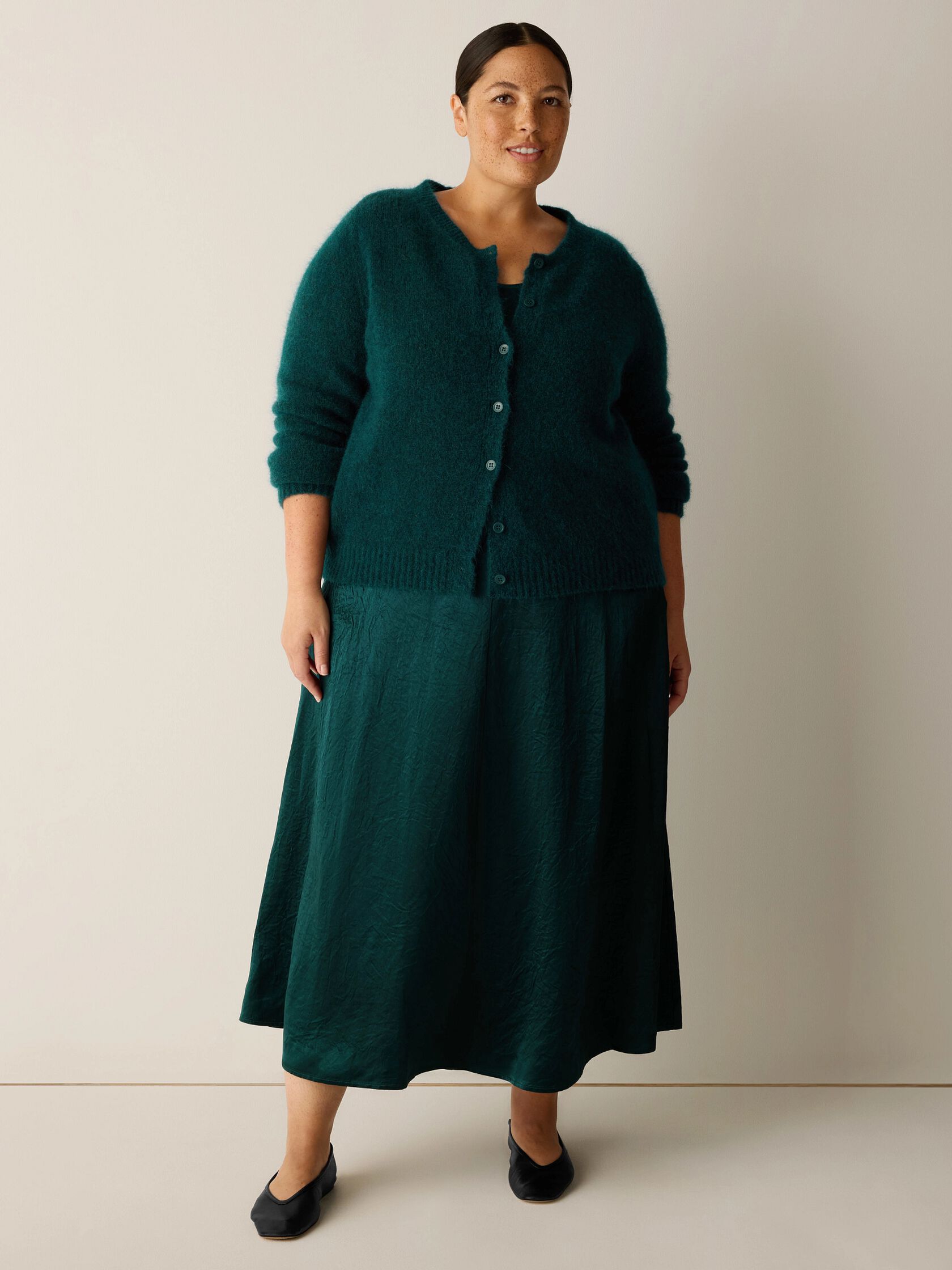 Textured Satin Half-Circle Skirt