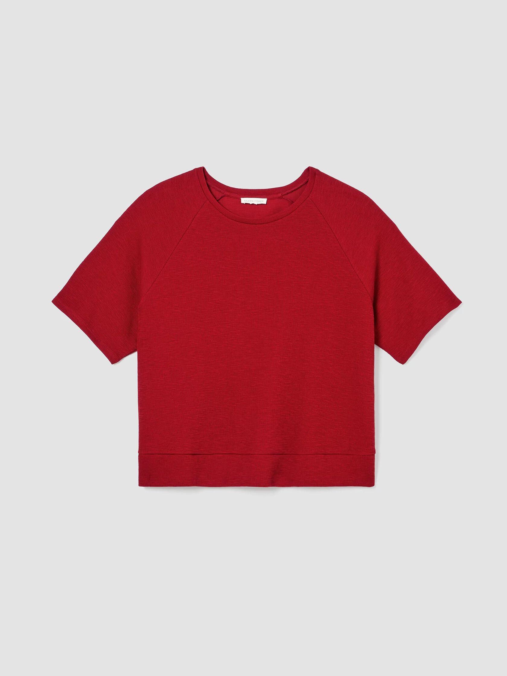 Organic Cotton Slubby Rib Knit Elbow-Sleeve Top