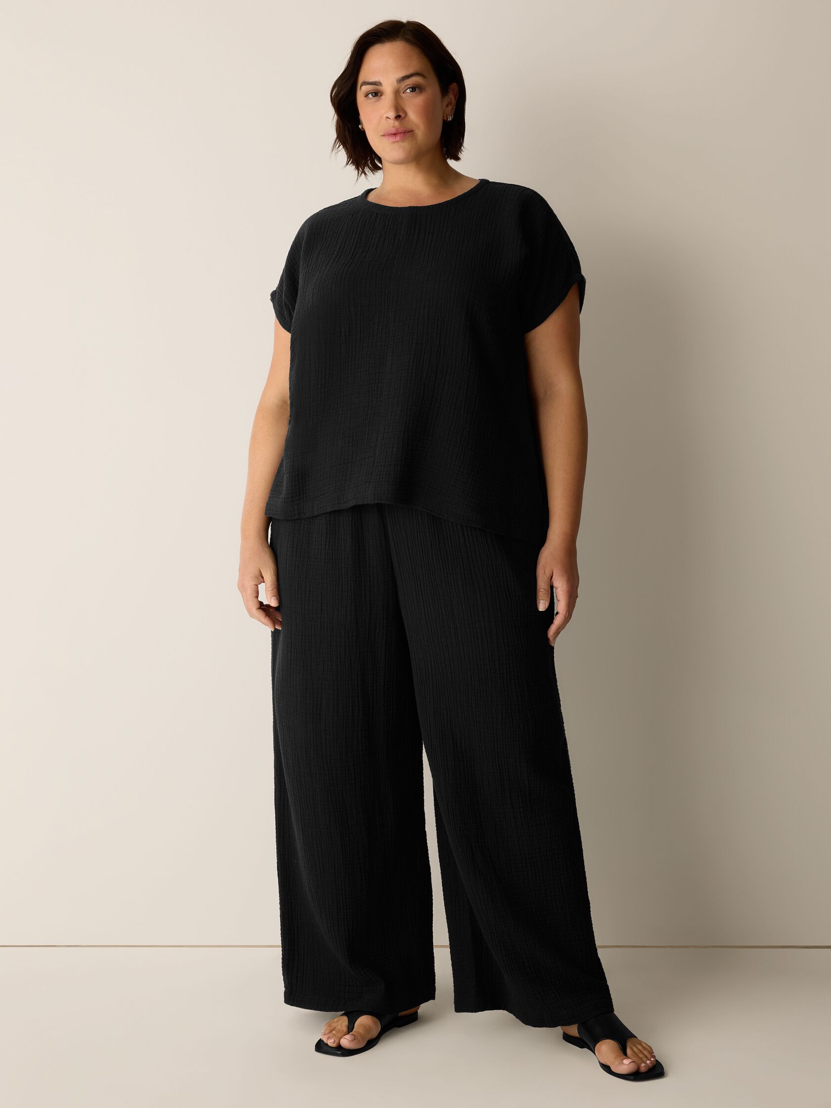 Organic Cotton Lofty Gauze Round Neck Box-Top