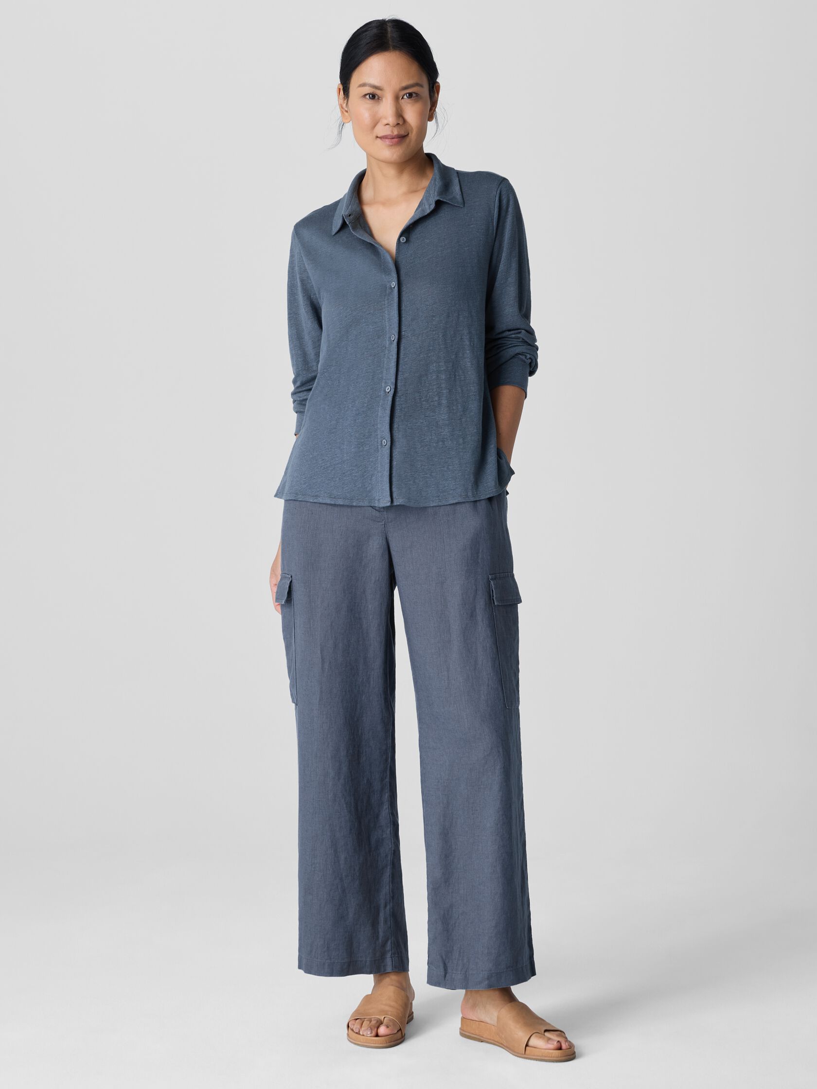 Organic Linen Jersey Classic Collar Shirt