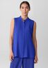 Silk Georgette Crepe Sleeveless Shirt