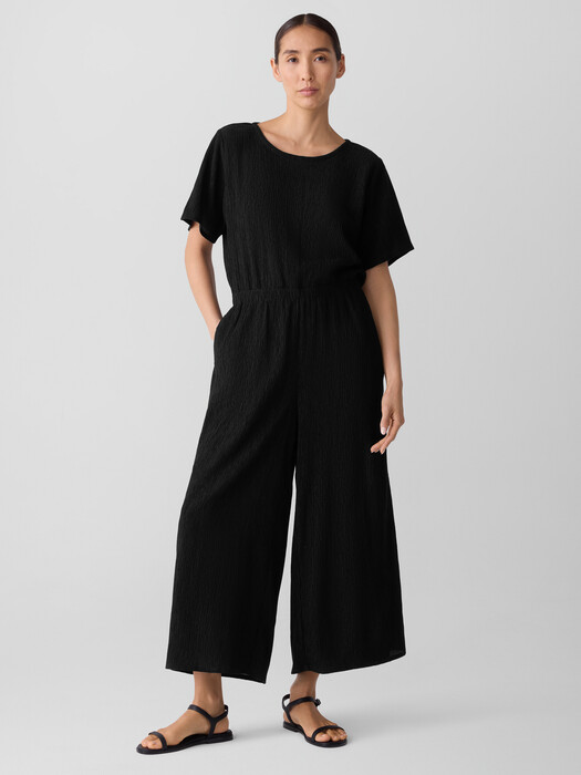 Woven Plissé Jumpsuit